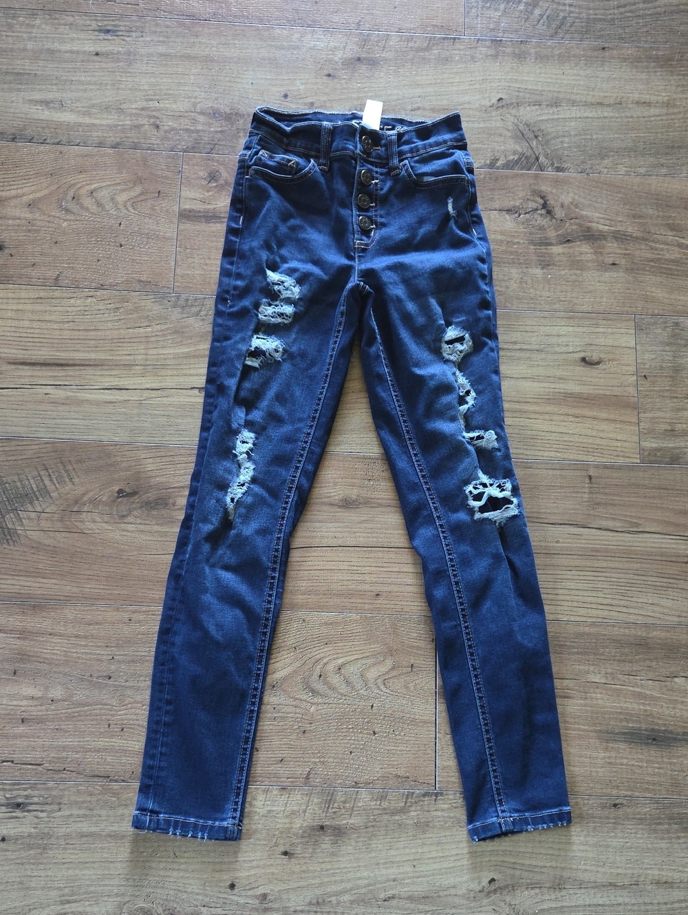 Justice | High Rise Dark Blue Distressed Jeggings